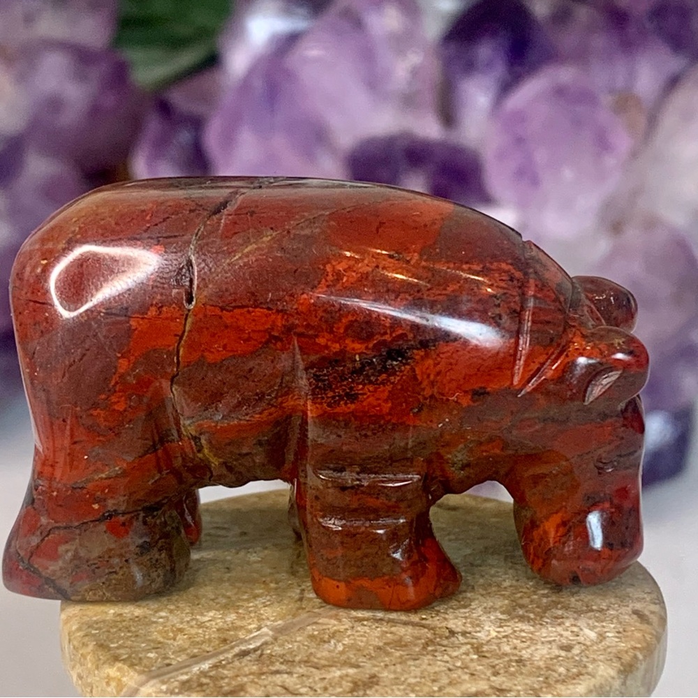 Red Tiger Iron Carved Stone Bear Crystal Carving Animal Figurine Rare 2" READ - Picture 7 of 16